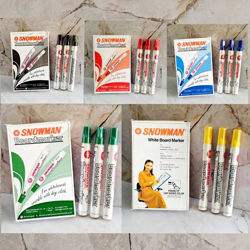 

SELUSIN ( 12 BIJI ) Spidol Whiteboard Snowman Spidol Boardmarker Snowman Papan Tulis Putih