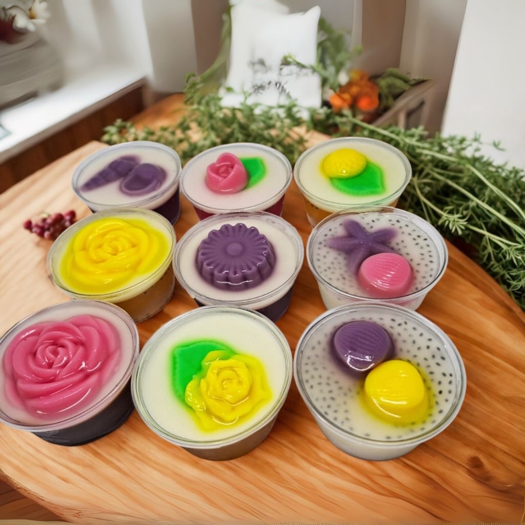 

BISA KILAT!! PUDDING CUP PREMIUM KARAKTER BUNGA. HAMPERS ISI 9 CUP 180ML