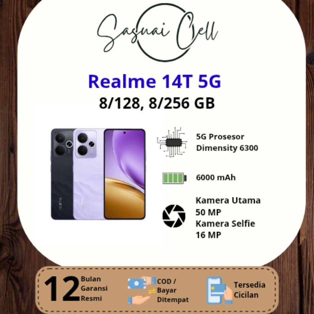 Realme 14T 5G RAM 8/128, 8/256 GB TERMURAH KOTA PADANG SASUAI CELL