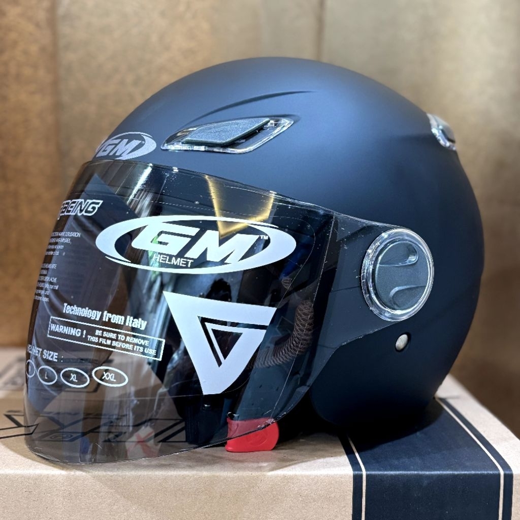 GM VENUS HIJAB SOLID BLACK MATTE ORIGINAL | HELM MOTOR HALF FACE GM VENUS JILBAB DAN NON HIJAB HITAM