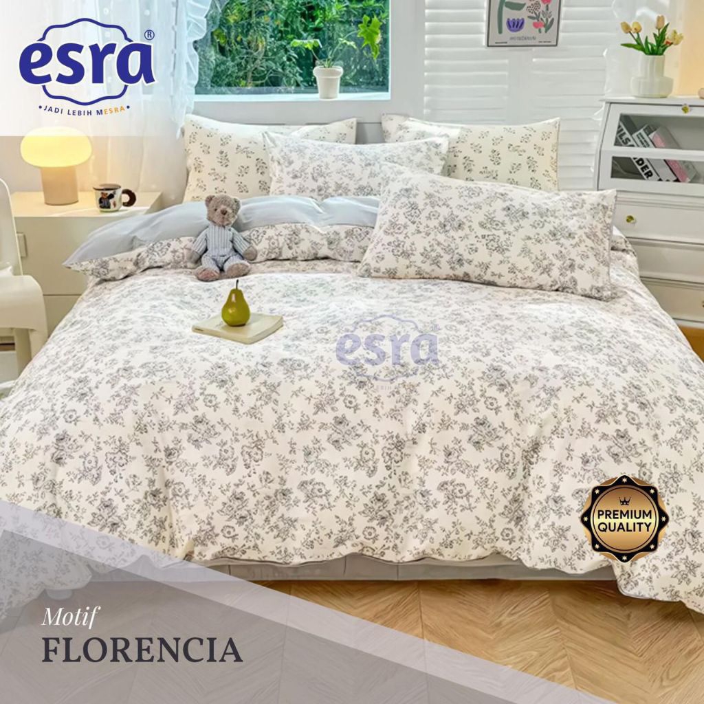 Bedcover Set Sprei Katun Lokal Motif Bunga Florencia Bunga shabychic Bunga kecil Sprei Korean looks 