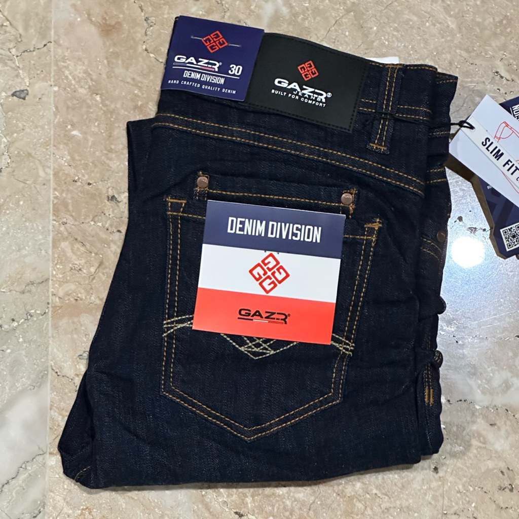 GRATIS OBLONG Celana Panjang Jeans Pria GAZR Original Slim Stretch Gusset Raw 808220307