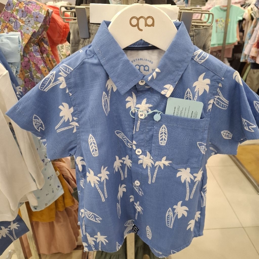 Qna Baju Kemeja Koko Anak Laki Laki Lengan Pendek 1-4th Original