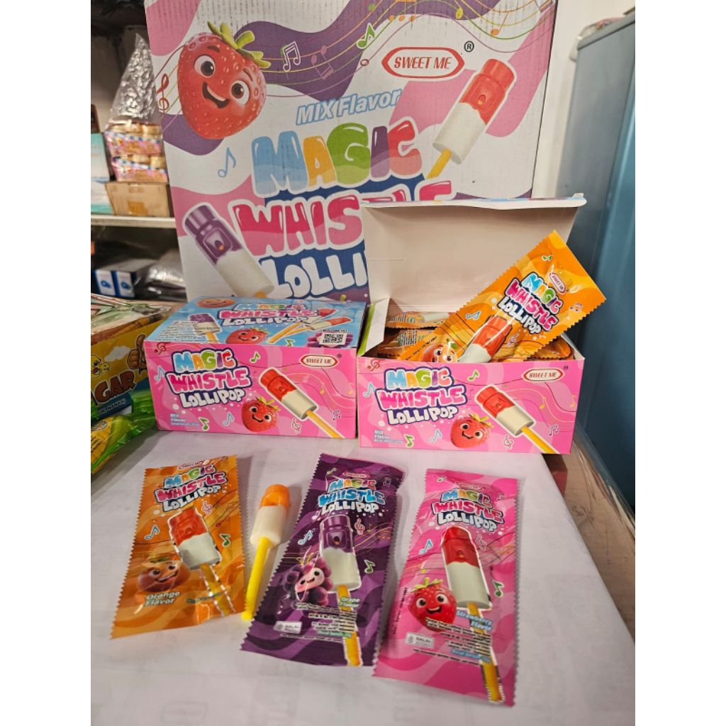 

lollipop magic whistle mix flavor aneka rasa buah 1 box isi 30 pcs