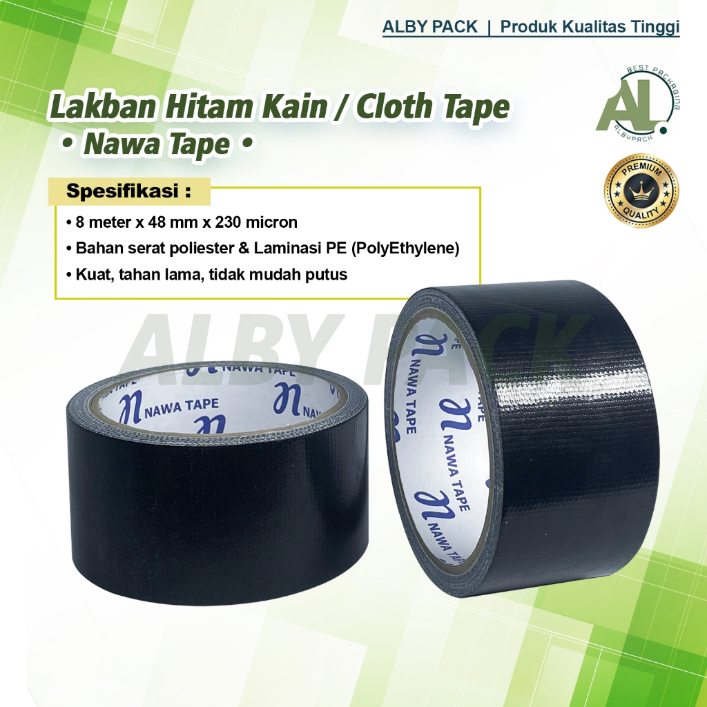 

Lakban Hitam Kain 48mm x 8 meter Cloth Tape Hitam - Nawa