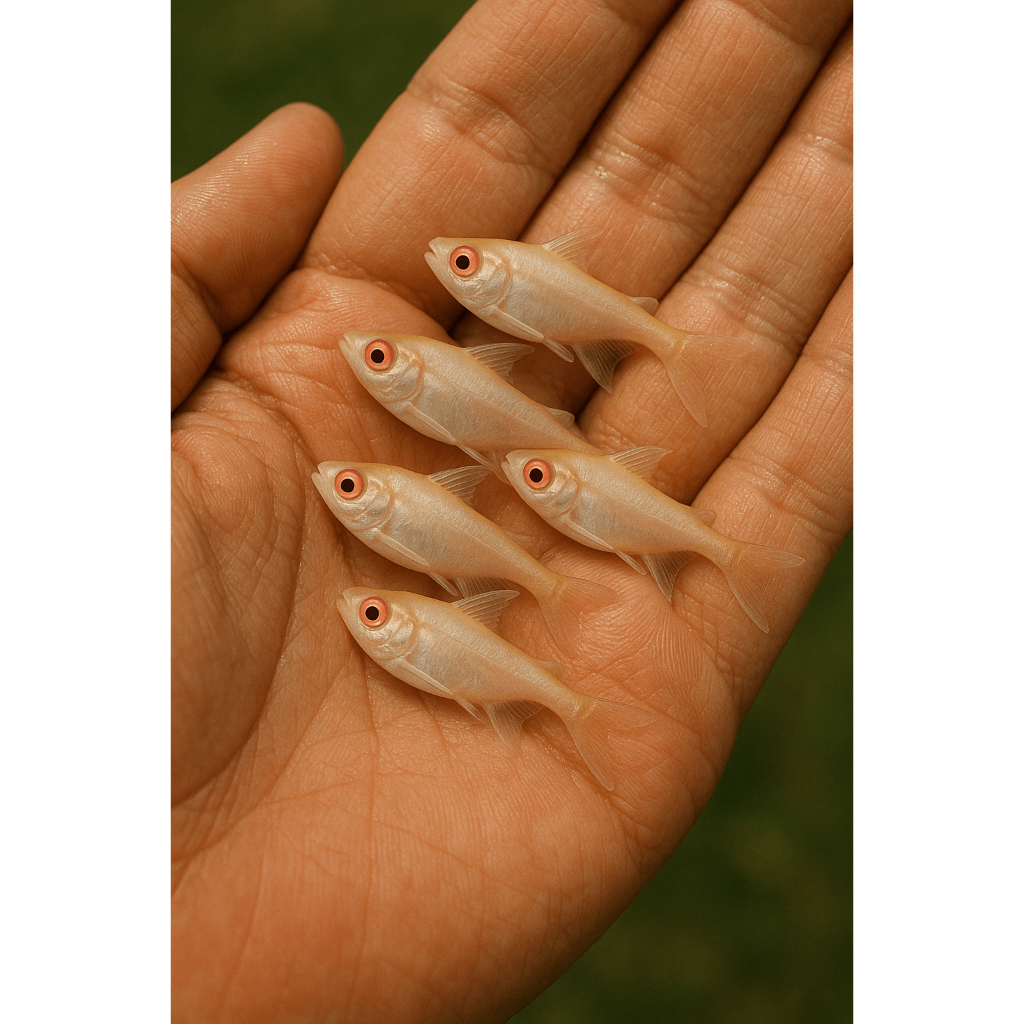 Bibit Patin Albino / Hitam Ukuran 3 cm – Ikan Hias & Konsumsi Unik