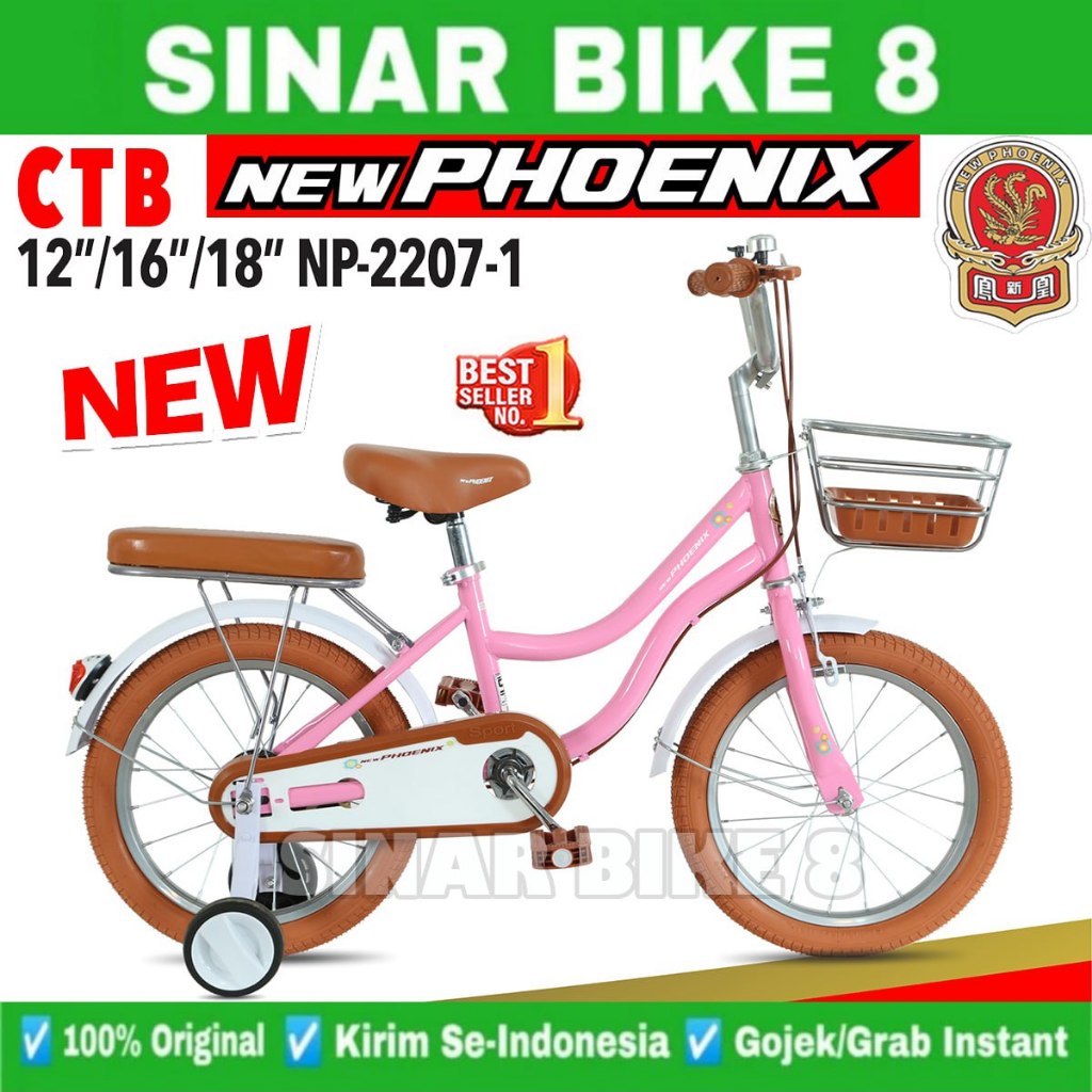 Sepeda Anak Perempuan NEW PHOENIX NP-2207 // NP-2209 CL // NP-2211 Ukuran 12 16 18 Inch Keranjang Us