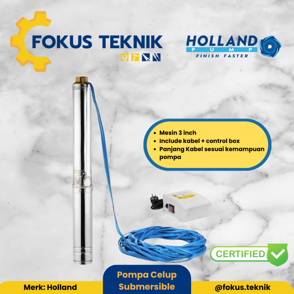 Pompa Celup Sumur Bor 3Inc Kabel Biru Pompa air Pompa Satelit