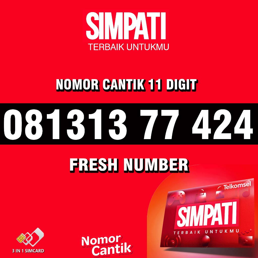 Kartu Perdana SIMPATI Nomor Cantik Simpati 081313 77 424 Nomer Cantik Telkomsel 11 DIGIT 1313