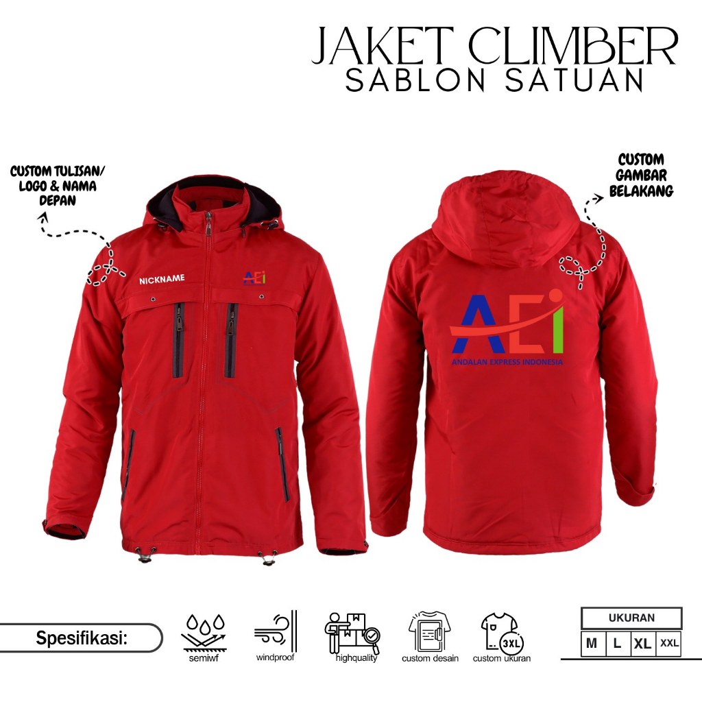 jaket parasut tebal climber custom aei logistic