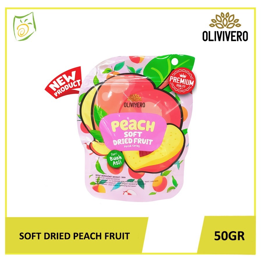 

OLIVIVERO Soft Dried Peach 50gr-Cemilan Peach