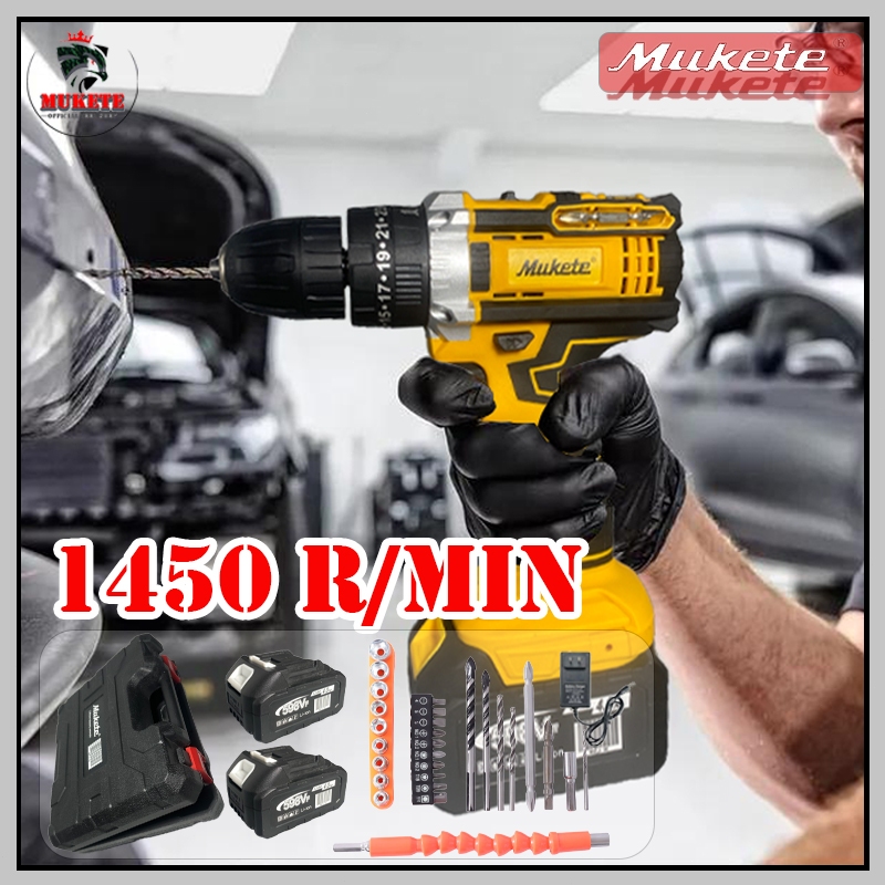 【Mukete】398VF/598VF bor listrik mini bor elektrik bor impact baterai Bor Baterai  Tangan Cordless Dr
