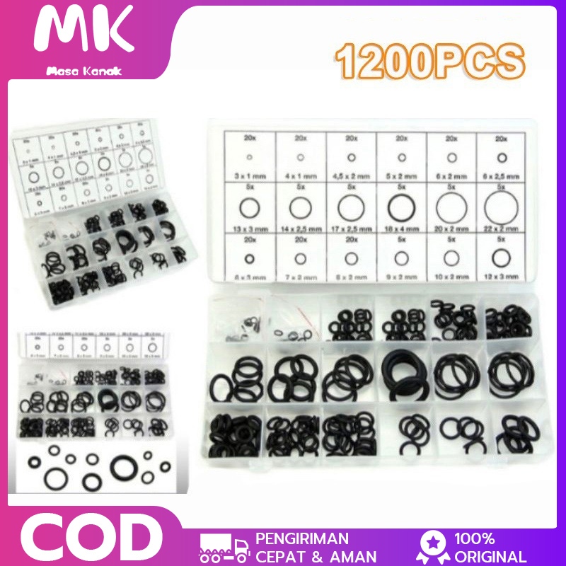 PCP Sil O Ring Lengkap 1 Box Set 225~1200 PCS Sil O Ring Karet Seal O ring PCP Sil Oring Karet Seal 