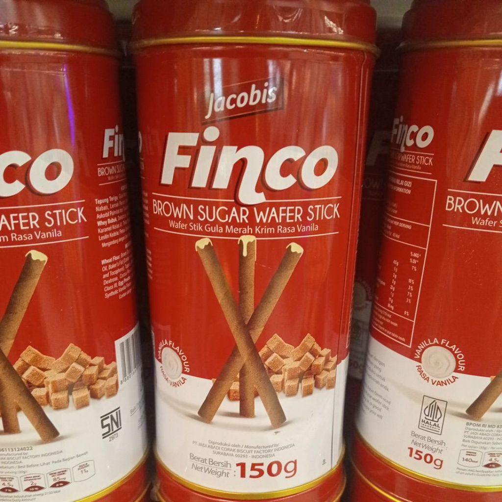 

Jacobis Finco Brown Sugar Wafer Stick Rasa Vanila 150g