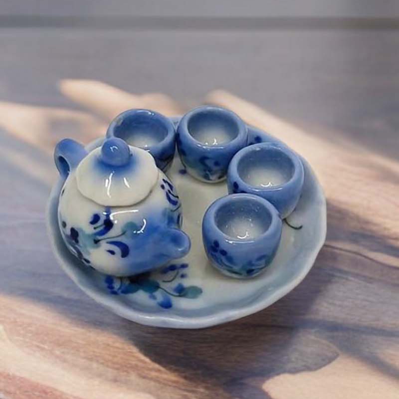 Teko Keramik Set Pajangan Meja Handmade Unik Mini Koleksi Diorama Detail