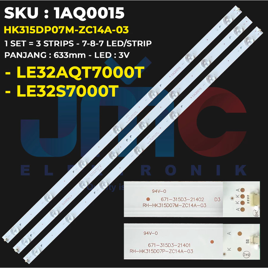 BACKLIGHT TV LED AQUA SANYO 32 INCH LE32AQT7000T LE32S7000T 32AQT7000T 32S7000T