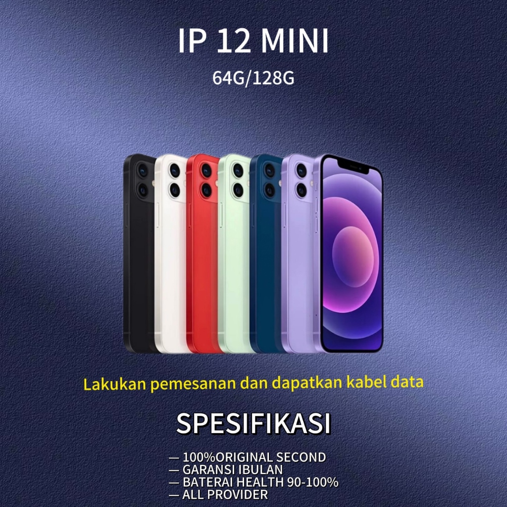 iphone 12MINI 64GB/256GB second-FULLSET BOX original -mulus like new-fungsi normal 100%&Garansi toko