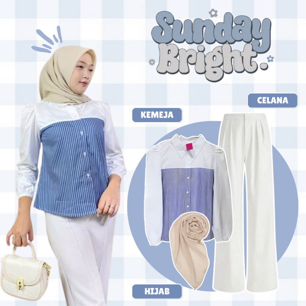 Outfit 1 set wanita|Korean Style|outfit kampus (Blouse wanita, Celana kulot, Bella square) -LU179