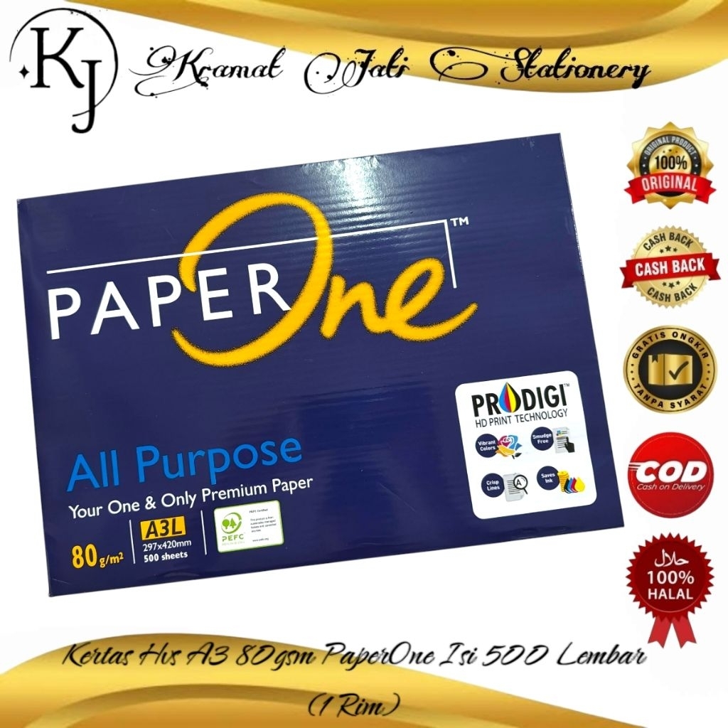 

Kertas HVS PaperOne A3 80gsm Isi 500 Lembar (1 Rim)
