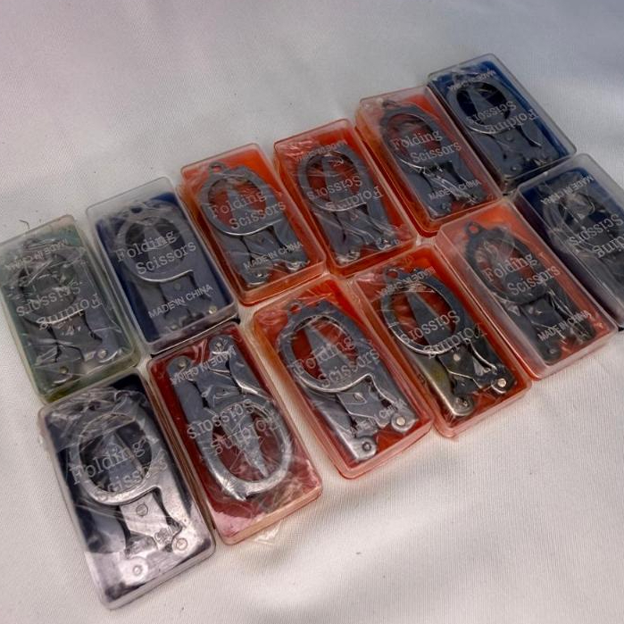 

12 pcs Gunting Lipat Mini Besi Saku Medis P3K Kotak Folding Scissors Made In China