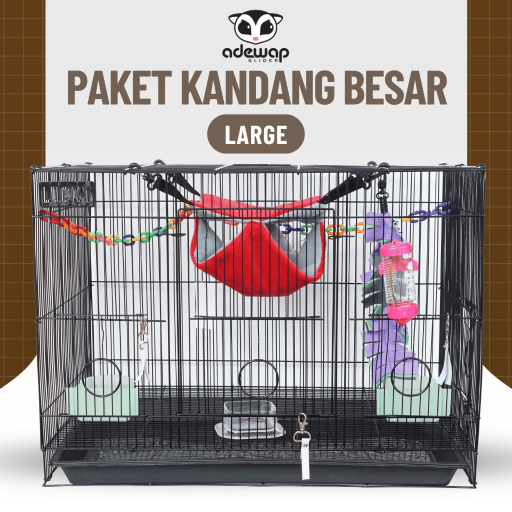 ADEWAP GLIDER Paket Hemat 1! Kandang Komplit Fullset Ukuran Large Besar Sugar Glider