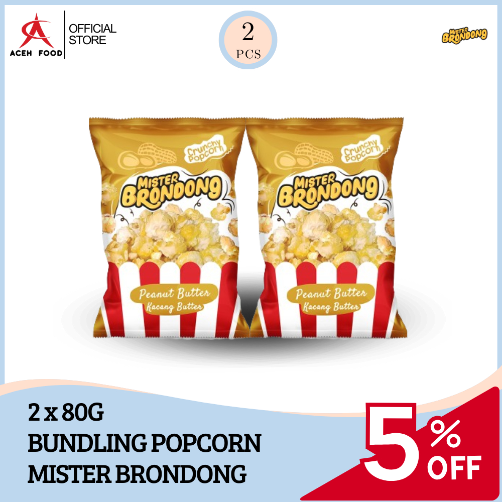 

Bundling Popcorn Mister Brondong Peanut Butter 80gr x 2pcs | Snack Jagung Manis Lezat, Gurih, Crispy, Renyah, Halal, PIRT | Makanan Ringan Rasa Selai Kacang | Cocok untuk Bekal, Cemilan Nonton, Anak Kos, Keluarga di Rumah, Oleh-oleh, Hampers | Aceh Food