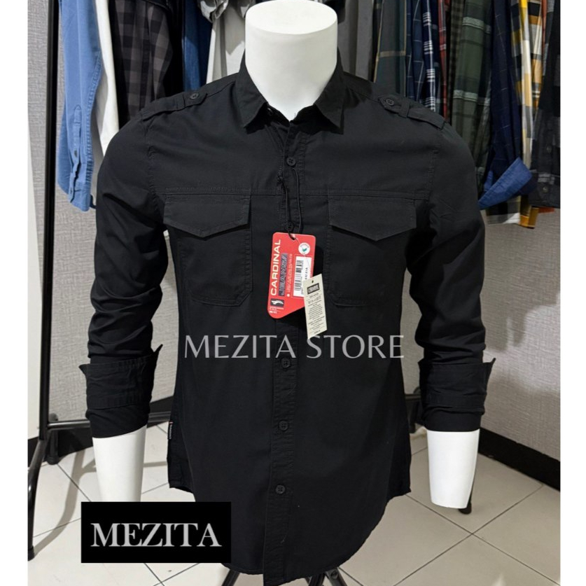 Kemeja Safari Pria Cardinal J3064 Hitam