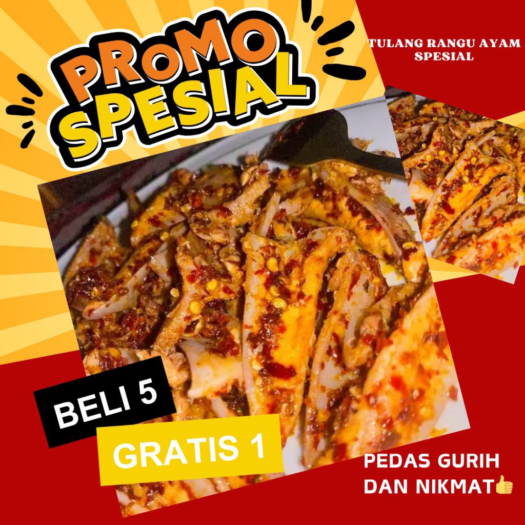 

TULANG RANGU AYAM BUMBU PEDAS CHILI OIL | TULANG MUDA KRIUK GURIH PEDAS | PROMO BELI 5 GRATIS 1