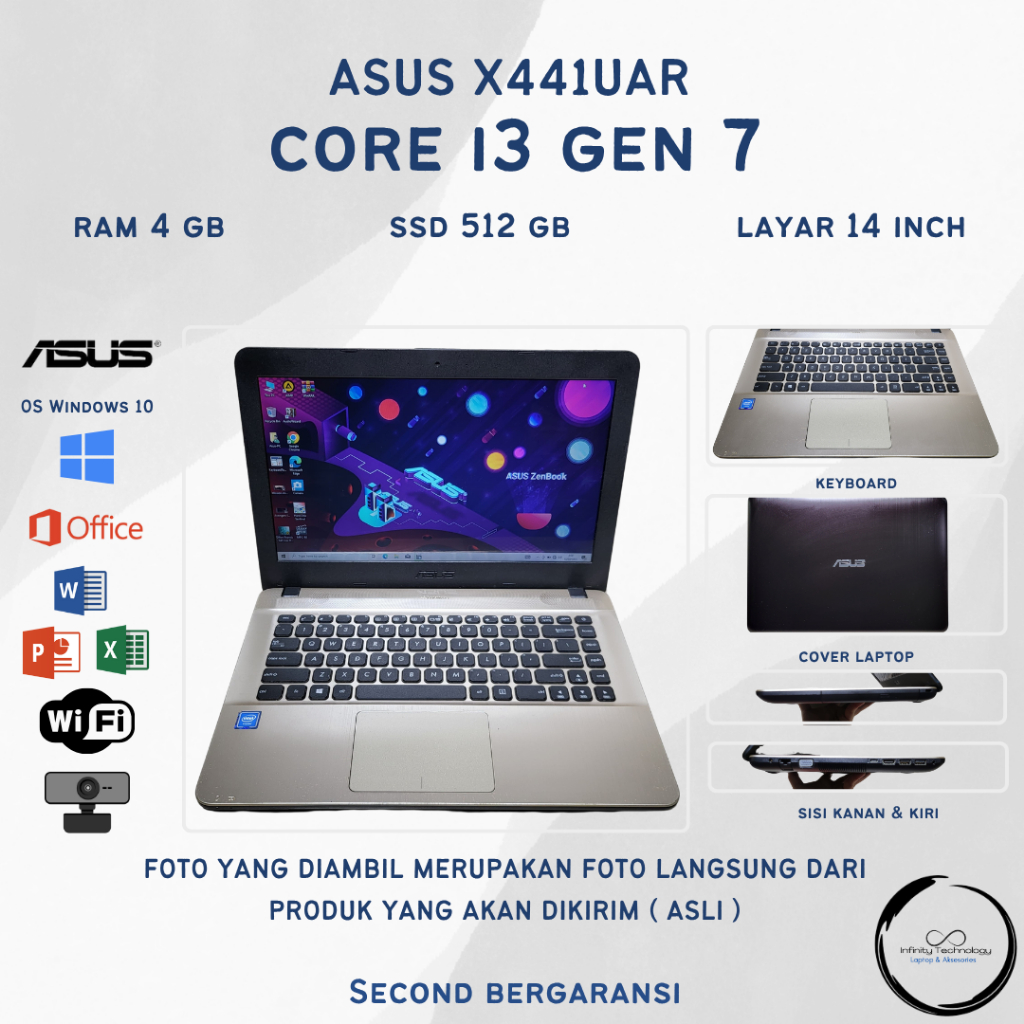 Laptop Windows 10 Notebook Asus Lenovo Dell Premium Core i7 i5 i3 Ram 16 Gb Ssd 512 Gb VGA Nvidia