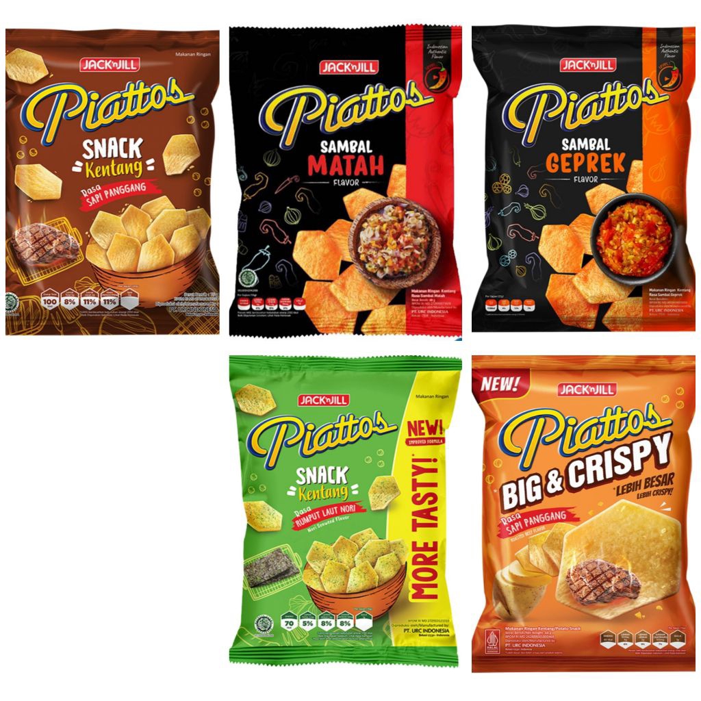 

Piattos Aneka Snack Kentang Sapi Panggang Rumput Laut geprek matah