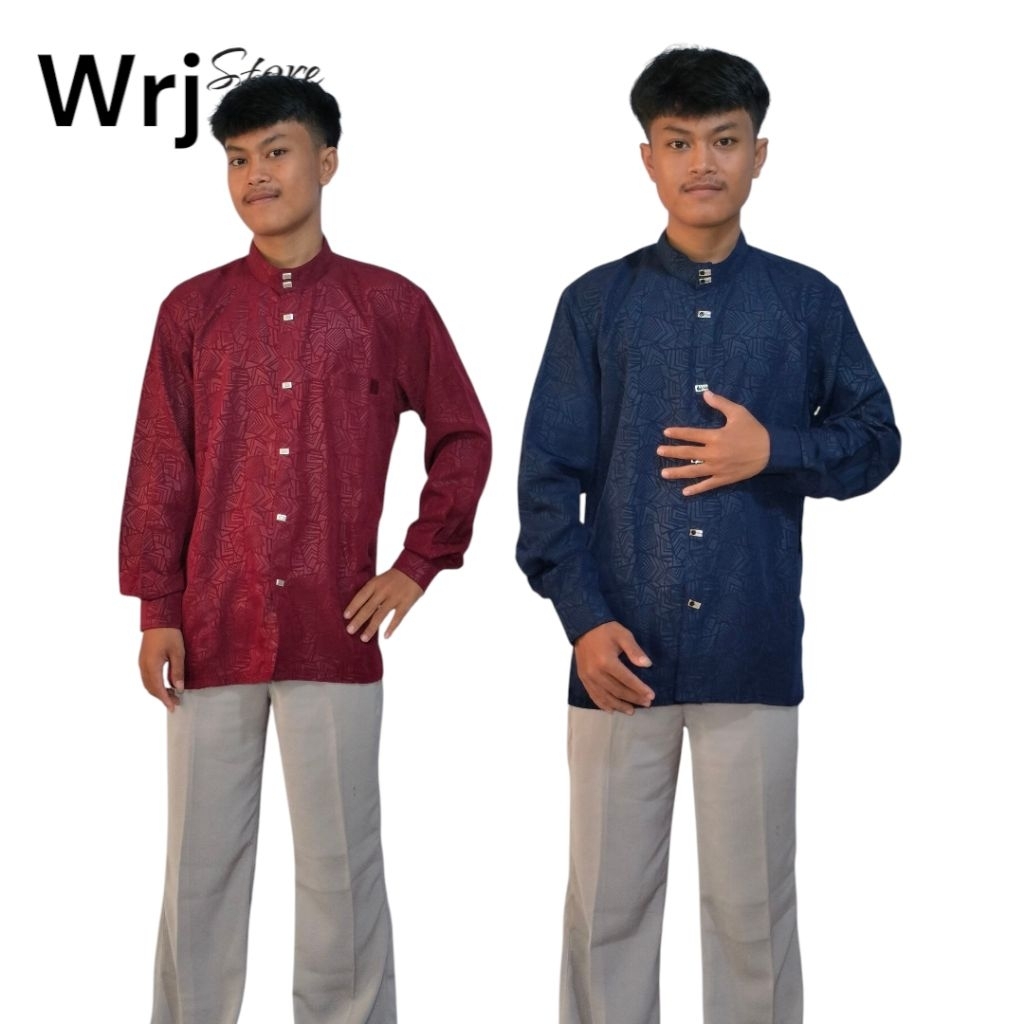 Baju koko pria Kemko sultan Kemeja koko pria Lengan panjang Kancing besi jepret terbaru 2025