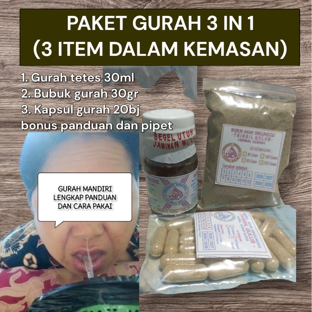 Paket Gurah 3 in 1 (Gurah Tetes + Kapsul Gurah + Bubuk Gurah)