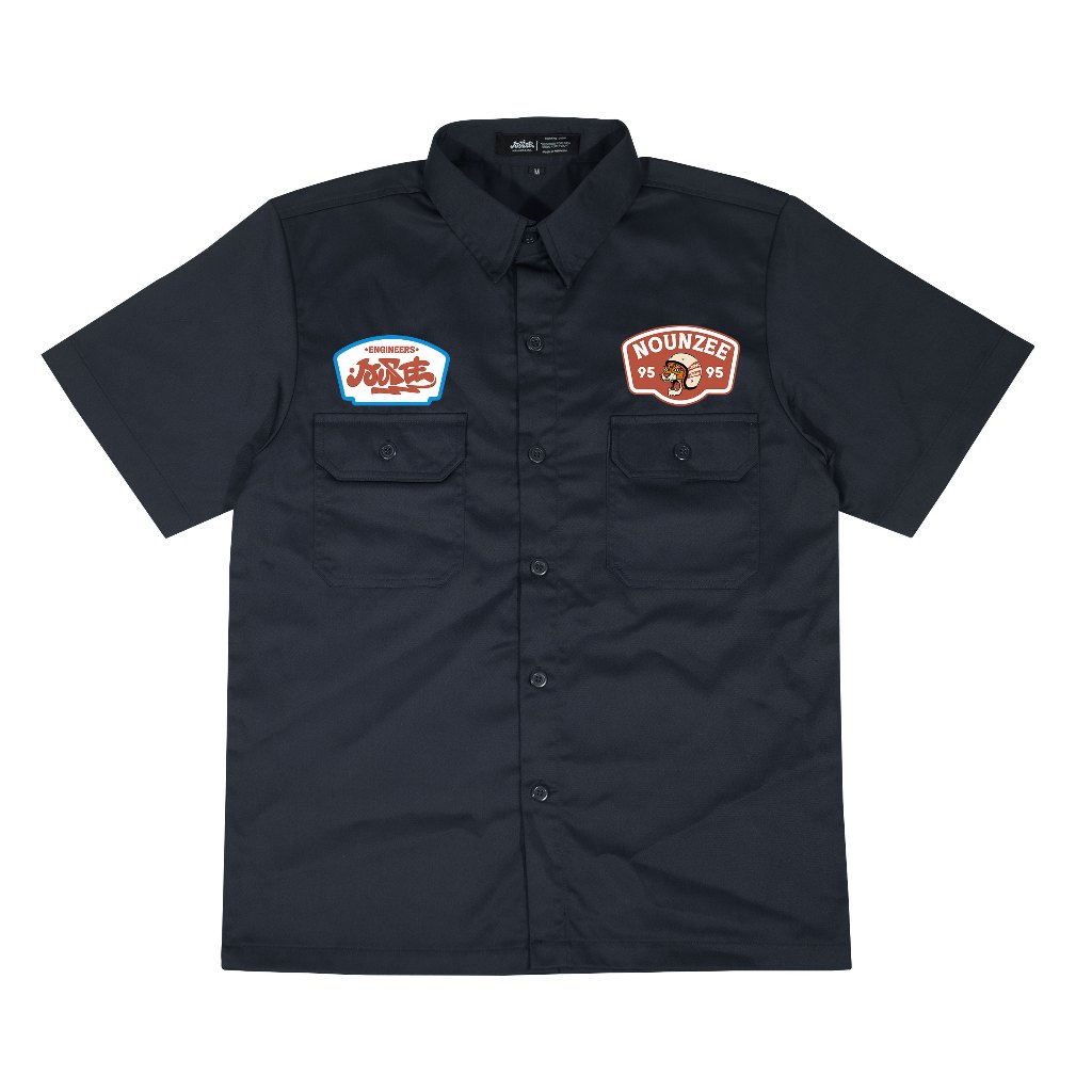 Nounzee Workshirt Machine Workshirt Kemeja Hitam