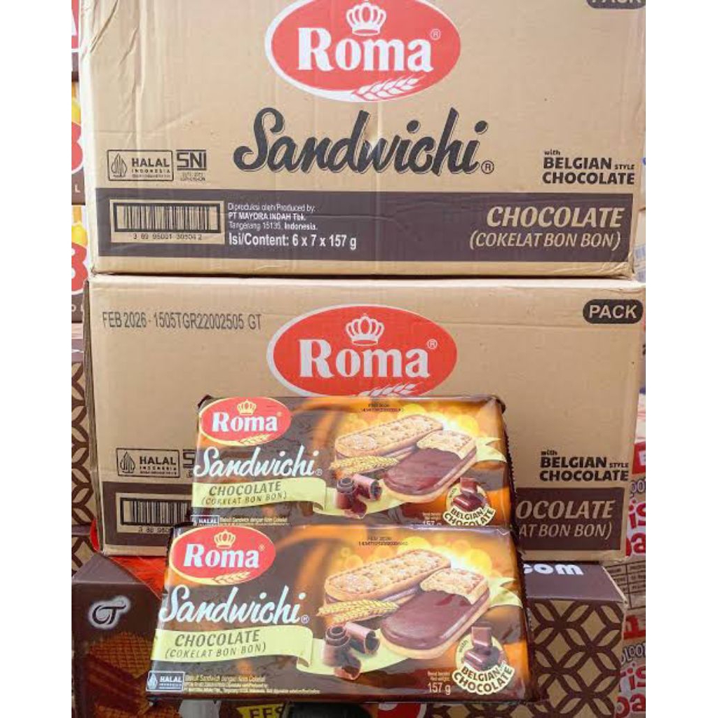 

Roma Sandwichi 157gr 1 Pack Isi 7pcs | Biskuit Isi Krim Cokelat & Kacang