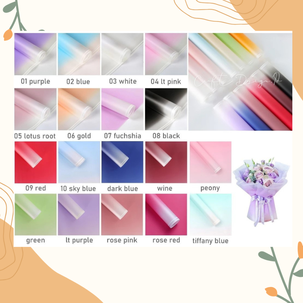 

Kertas Buket Cellophane Gradient Double Line Flower Wrapping Kode CL06