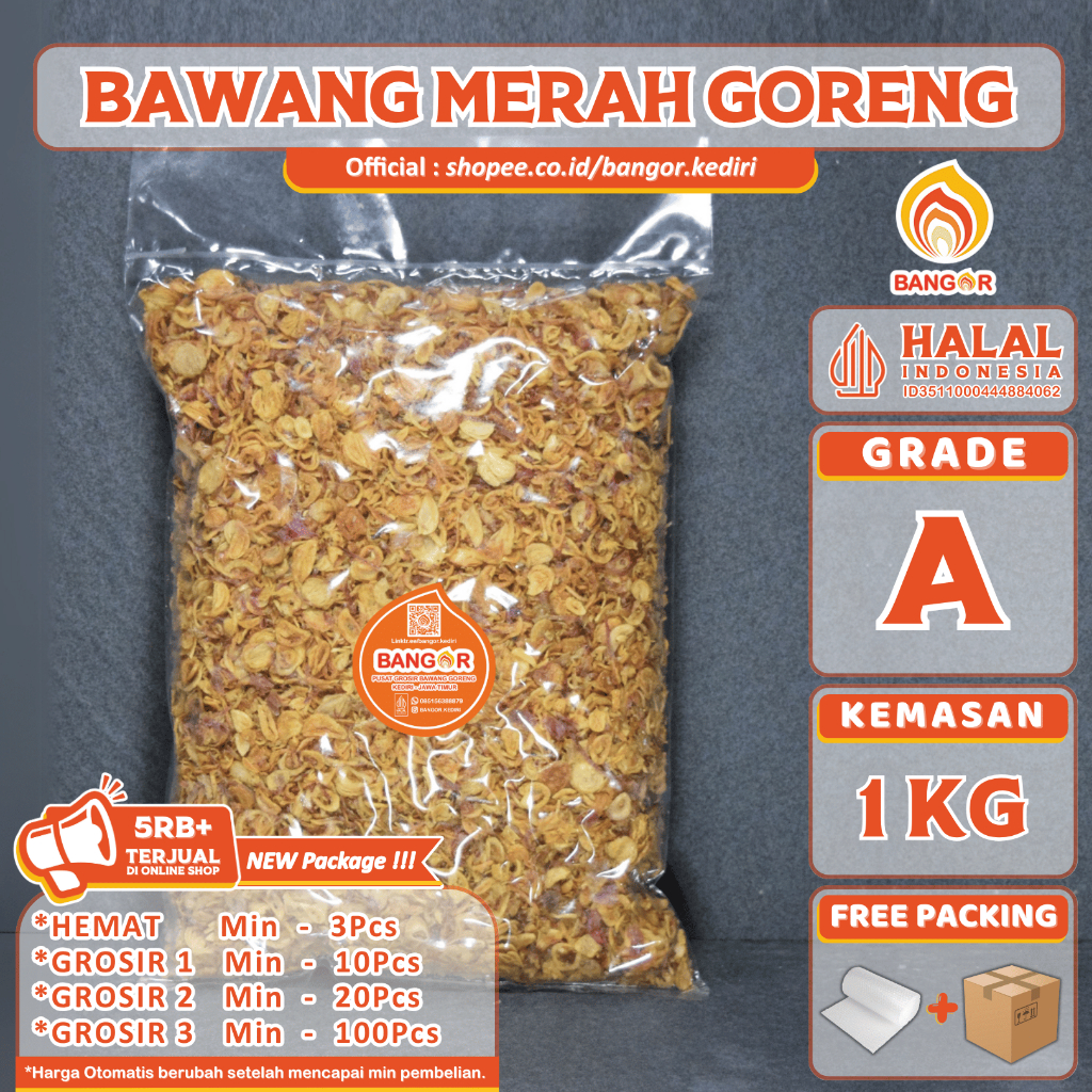 

MERAH-A [ 1 Kg ] Bawang Merah Goreng / Brambang Goreng, Grade A, Refill