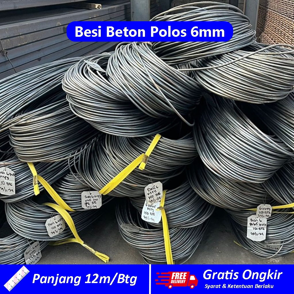 Besi Beton Polos 6mm / Besi Beton 6mm / Besi 6mm / Besi Beton Murah