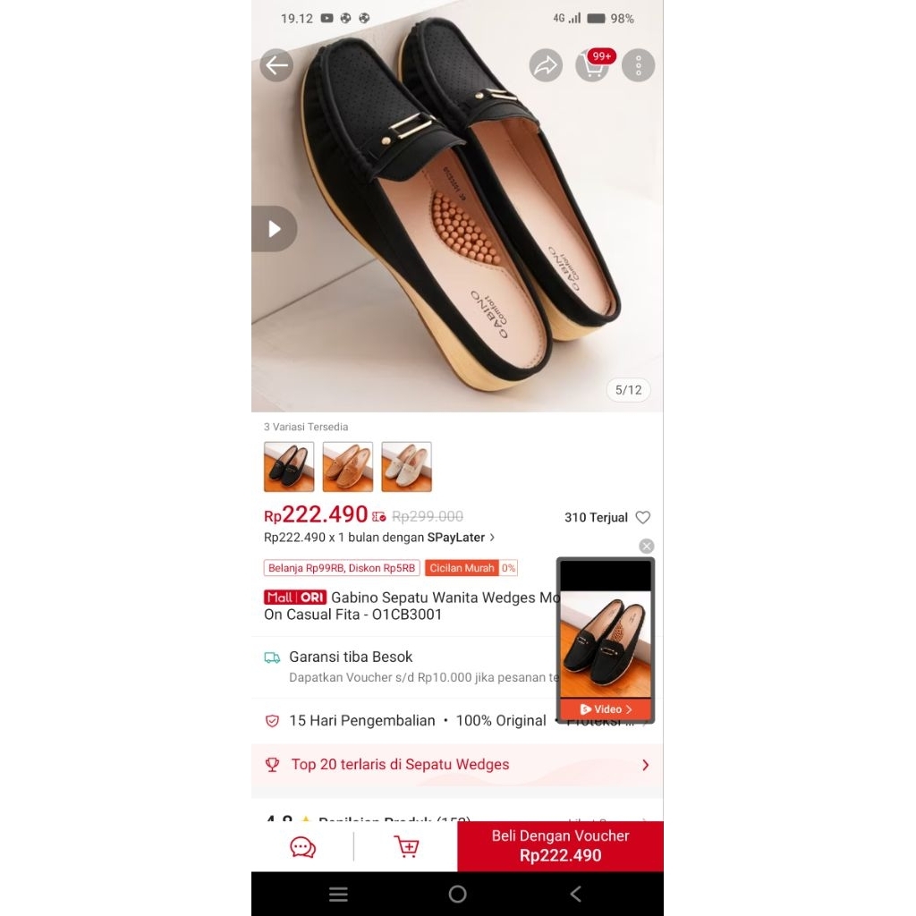 New Preloved Sepatu Wanita Wedges Gabino Ukuran 37