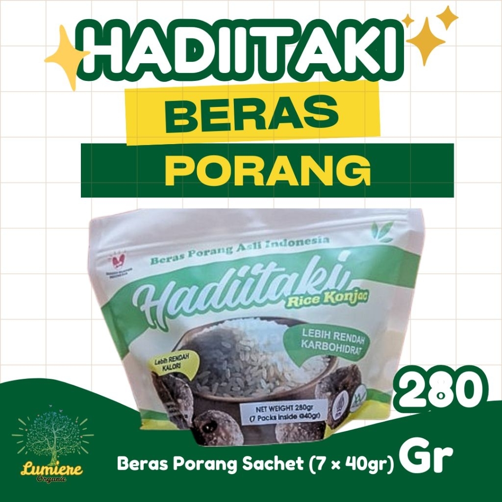 

Beras Porang Hadiitaki Travel Pack Ukuran 7x40gr