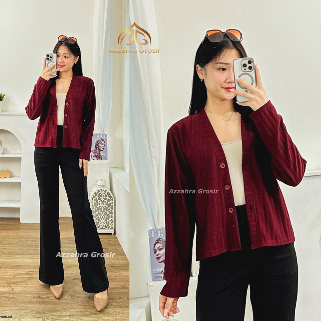 AM- Nesta Cardigan Crop Wanita Knit Premium Outer Top Knitwear