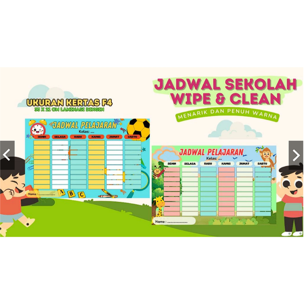 

Jadwal Sekolah Wipe & Clean Ukuran Kertas A4