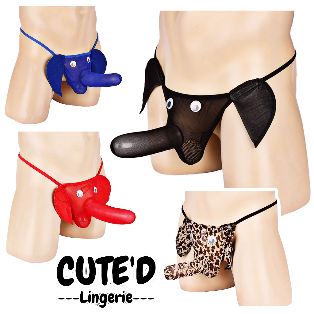D'CUTE Lingerie Elephant Celana Dalam Gstring Thong Pria Cowok Motif Gajah Belalai
