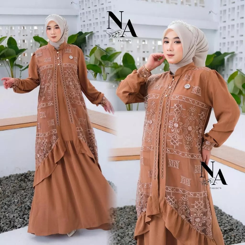 Gamis Wanita Avika Mix Brukat Ceruty Baby Doll | Dress Muslimah  Terlaris dan Kekinuan