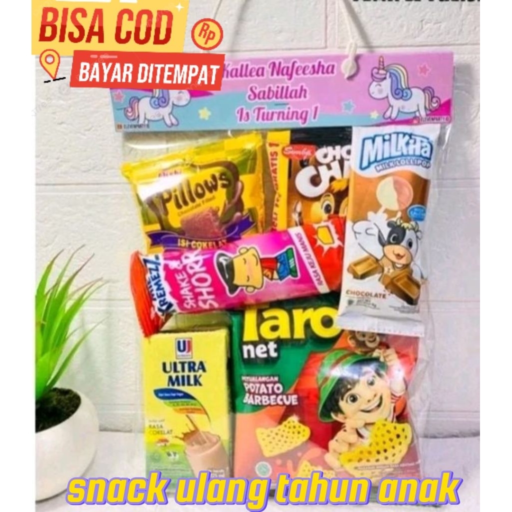 

PAKET 1BUNGKUS SNACK ULANG TAHUN ANAK MURAH G 3 / HAMPERS ULTAH ANAK / SOUVENIR ULANG TAHUN ANAK ( 6 VARIAN) HADIAH