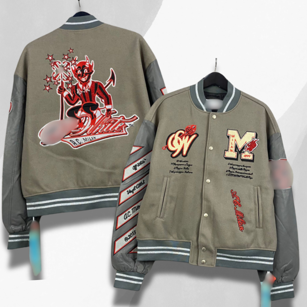 Jaket 0`-w620 X AC Milan Unisex Oversize Boomber Pria Varsity Pria Atasan Jaket Pria