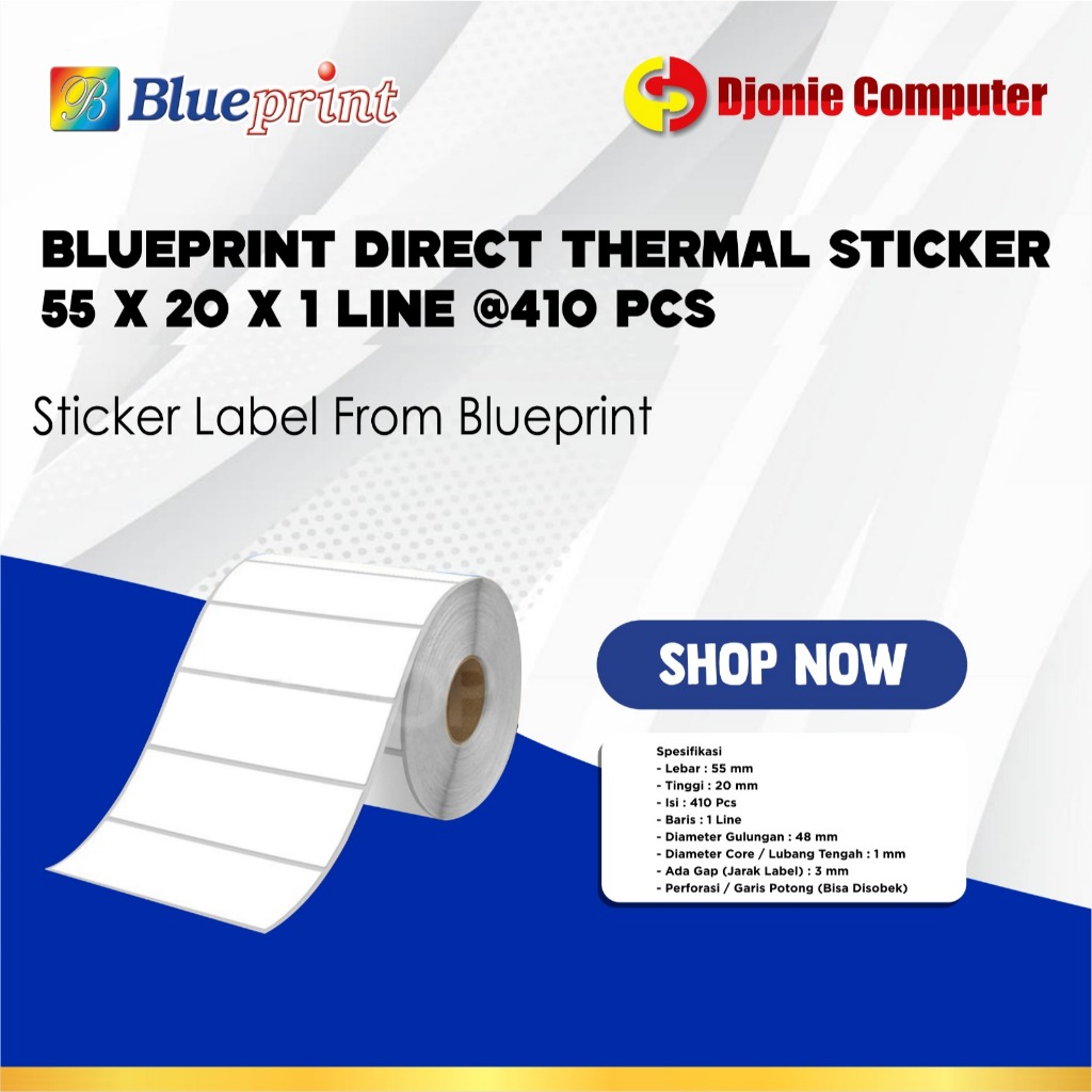 

Blueprint Direct Thermal Sticker 55x20x1 Line @410pcs