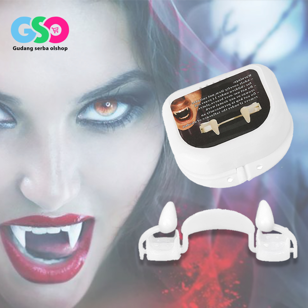 Gigi Palsu Vampire Retractable Gigi Taring Vampire Dracula Vampire Fangs Teeth Aksesoris Cosplay