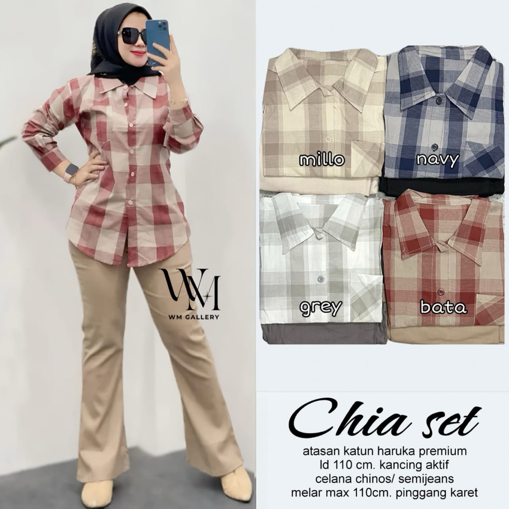 chia one set jumbo w&w long tunik import kemeja kotal kotak tunik kaos tunik jumbo ld 120 xl xxl tun