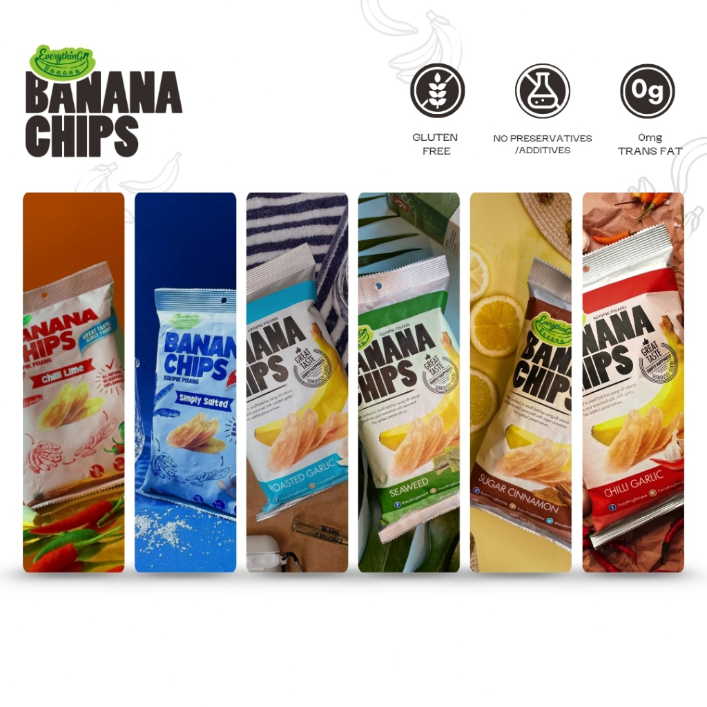 

Keripik Pisang Premium 6 Varian Rasa | Snack Sehat Lokal | Everything Banana Great Taste, Guilt Free