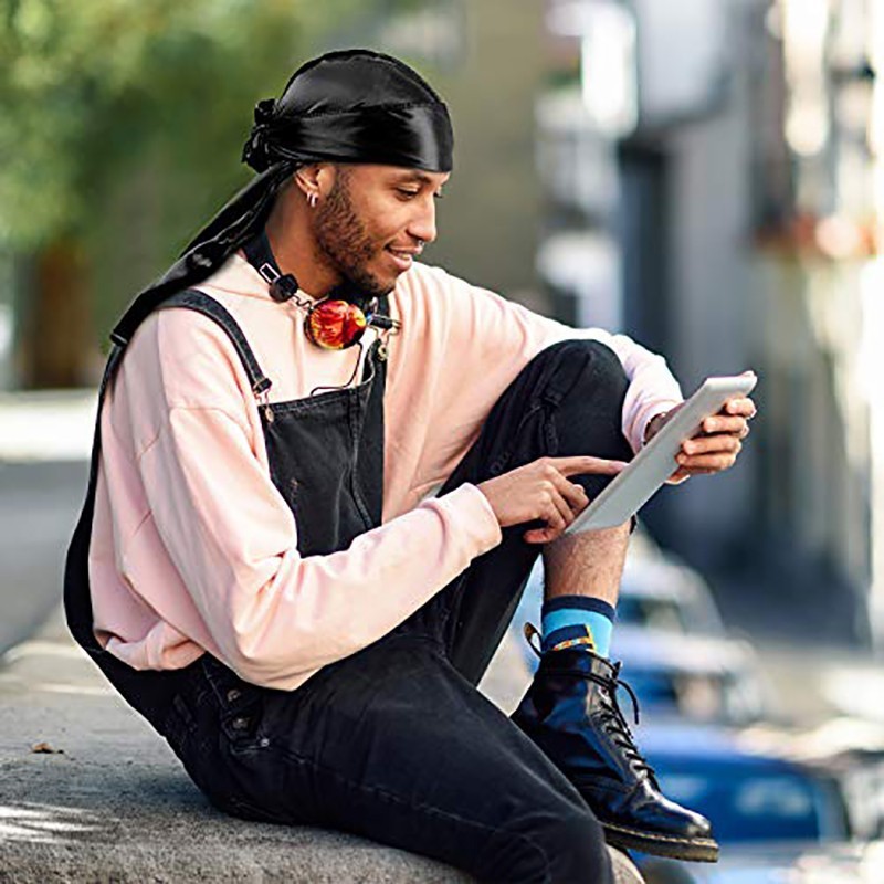 Durag Ekor Panjang Bandana Hip Hop Durag Ikat Kepala Breathable Topi Durag Untuk Berkendara